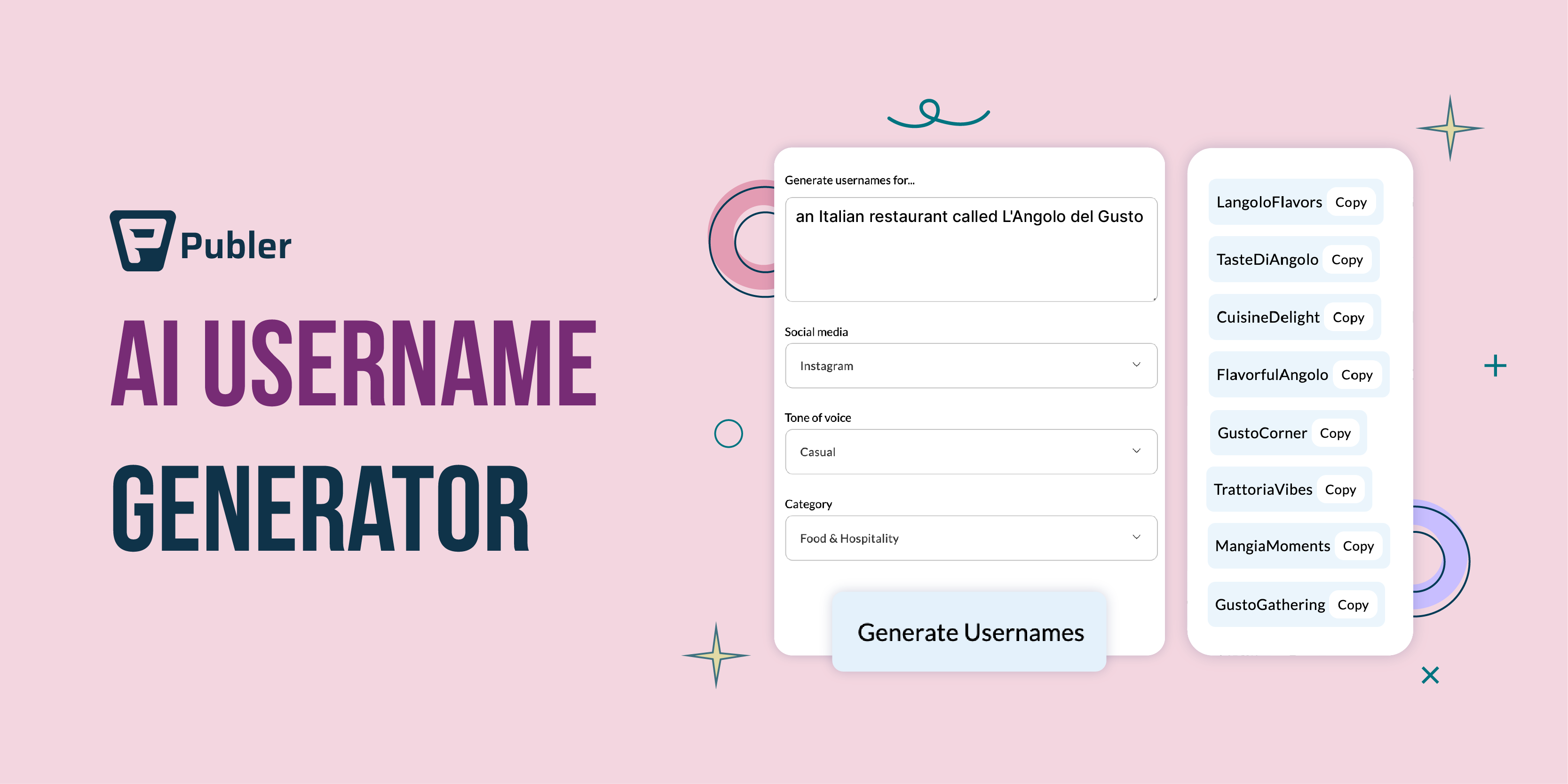 Telegram ai username generator free tool by publer